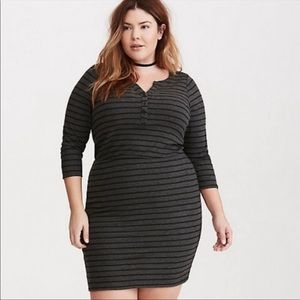 NWT Torrid Striped Henley Ribbed Knit Dress